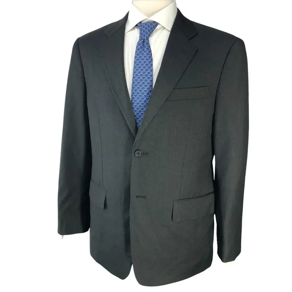 John W Nordstrom Mens Size 42S Sport Coat Suit Jacket 2 Button Charcoal Gray